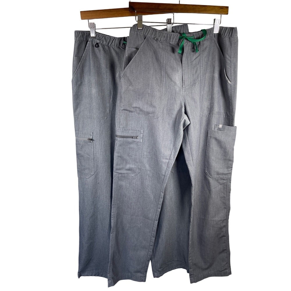 FIGS Cairo Cargo Scrub Pants Set of 2 Size M Gray Technical Dental Vet Workwear